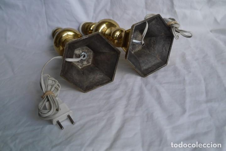 Vintage: Pareja de antiguas l&aacute;mparas de bronce, funcionando - Foto 10