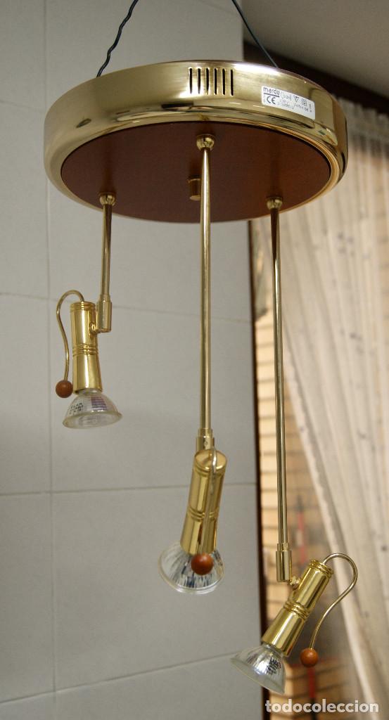 Vintage: lampara de techo madera y dorado - Foto 8