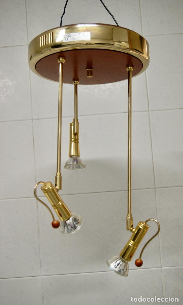 Vintage: lampara de techo madera y dorado - Foto 2