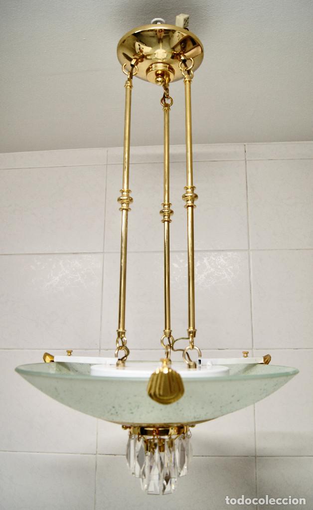 Vintage: lampara de techo dorada, cristal y cristal de roca - Foto 17