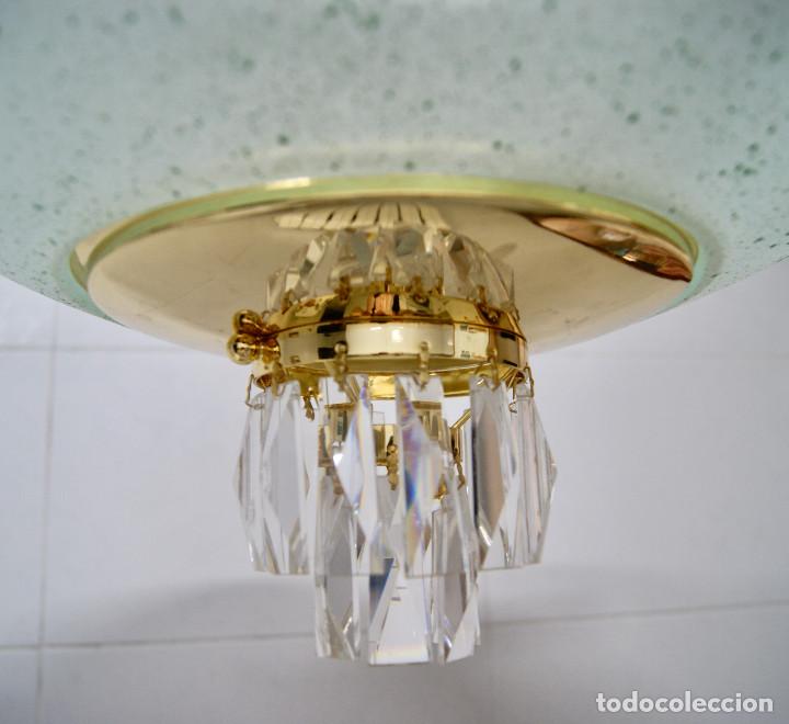 Vintage: lampara de techo dorada, cristal y cristal de roca - Foto 5