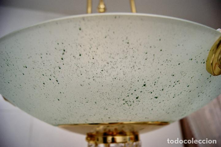 Vintage: lampara de techo dorada, cristal y cristal de roca - Foto 1