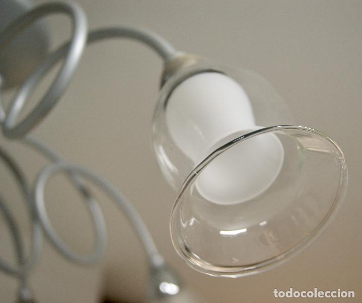 Vintage: lampara de techo gris, cromo y cristal - Foto 4