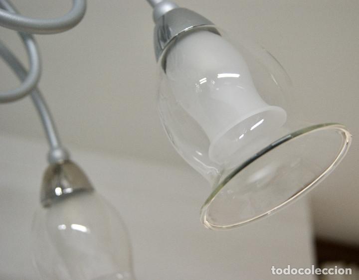 Vintage: lampara de techo gris, cromo y cristal - Foto 5