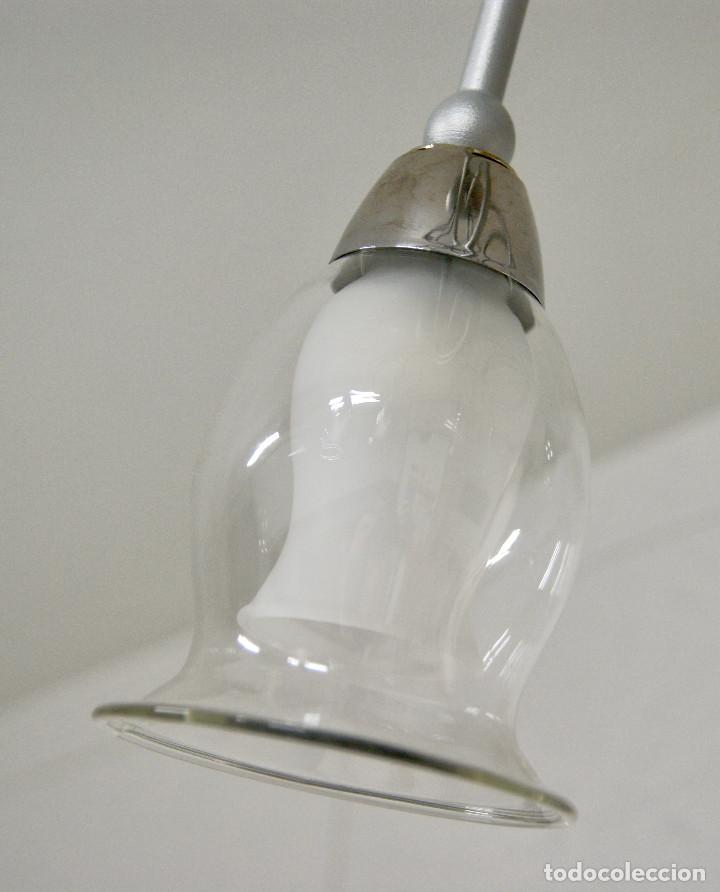 Vintage: lampara de techo gris, cromo y cristal - Foto 6