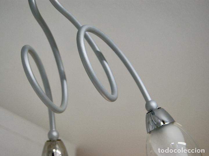 Vintage: lampara de techo gris, cromo y cristal - Foto 7