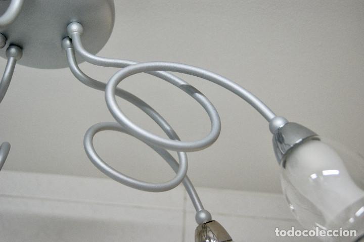 Vintage: lampara de techo gris, cromo y cristal - Foto 8