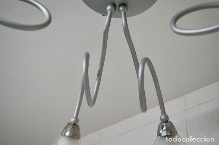 Vintage: lampara de techo gris, cromo y cristal - Foto 9