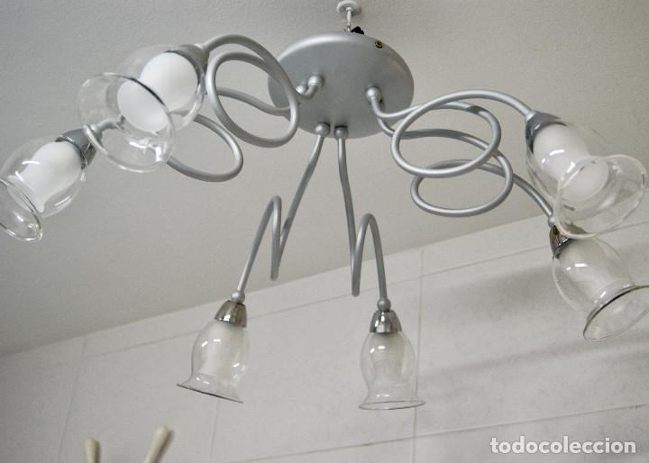 Vintage: lampara de techo gris, cromo y cristal - Foto 11