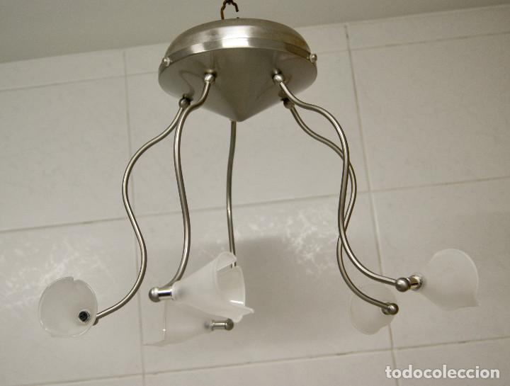 Vintage: lampara de techo niquel y cristal - Foto 1