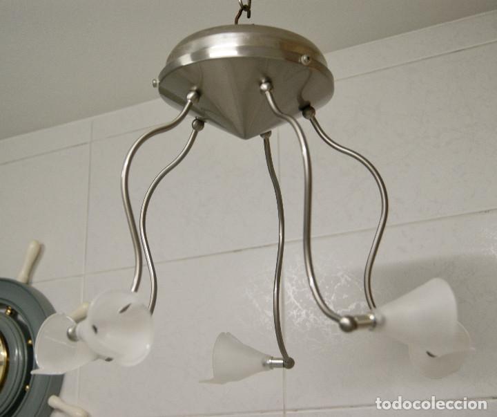Vintage: lampara de techo niquel y cristal - Foto 3