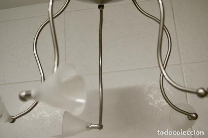 Vintage: lampara de techo niquel y cristal - Foto 9