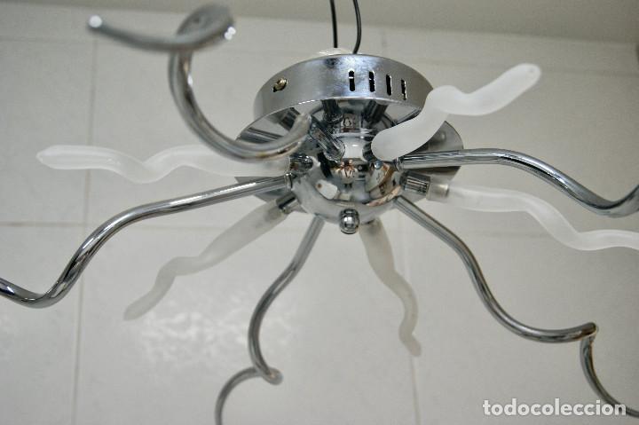 Vintage: lampara de techo cromo y cristal - Foto 1