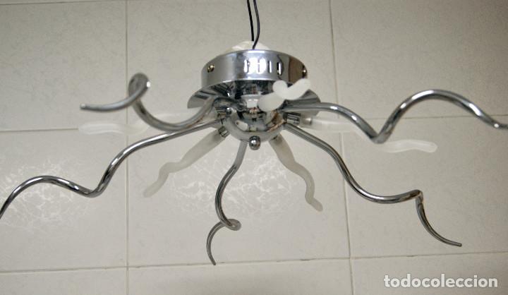 Vintage: lampara de techo cromo y cristal - Foto 2