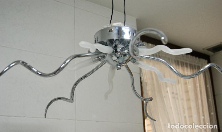 Vintage: lampara de techo cromo y cristal - Foto 3