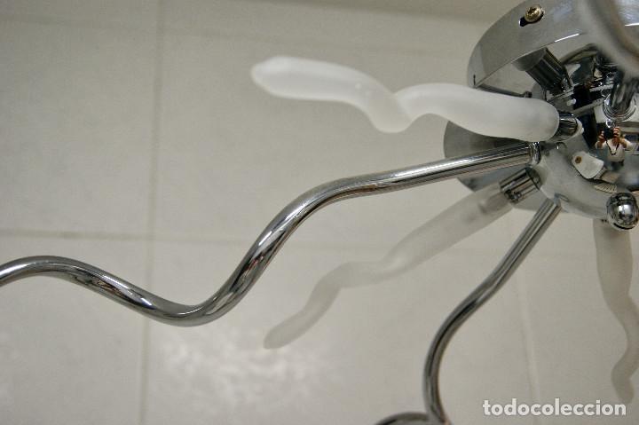 Vintage: lampara de techo cromo y cristal - Foto 5