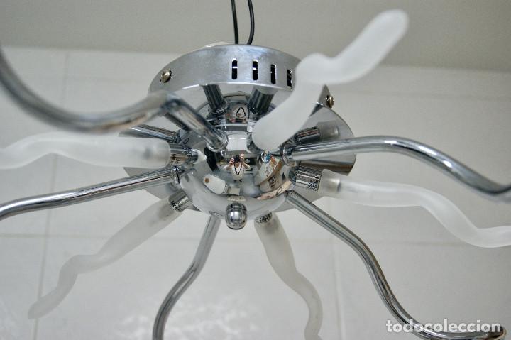 Vintage: lampara de techo cromo y cristal - Foto 6