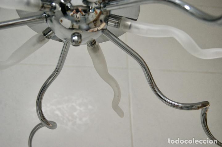 Vintage: lampara de techo cromo y cristal - Foto 7