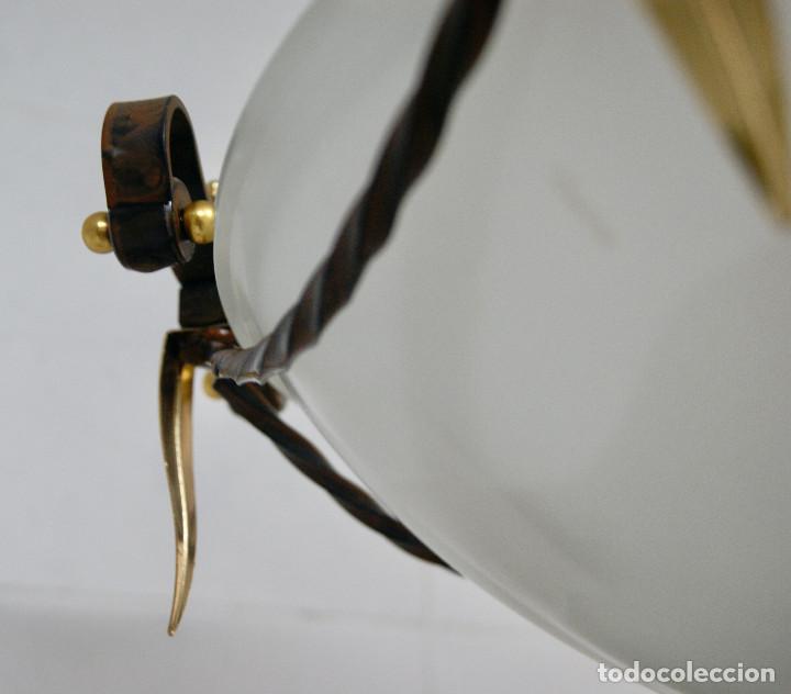 Vintage: lampara de techo forja marr&oacute;n, dorado y cristal - Foto 5