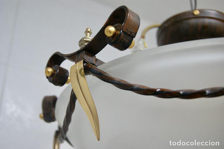 Vintage: lampara de techo forja marr&oacute;n, dorado y cristal - Foto 6