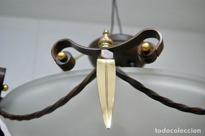 Vintage: lampara de techo forja marr&oacute;n, dorado y cristal - Foto 7