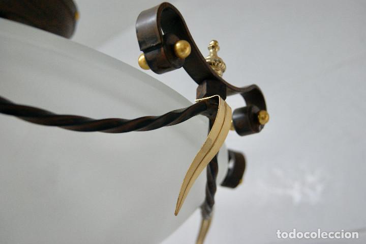 Vintage: lampara de techo forja marr&oacute;n, dorado y cristal - Foto 9