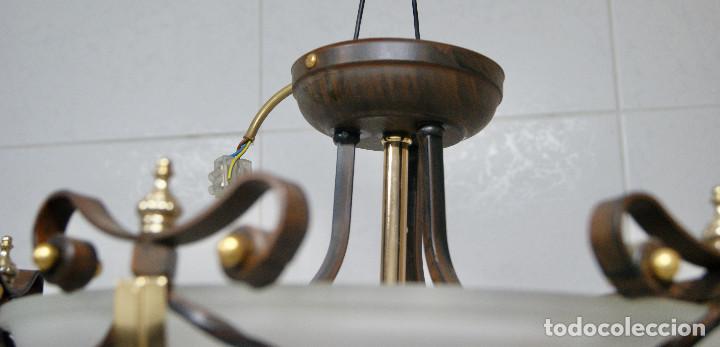 Vintage: lampara de techo forja marr&oacute;n, dorado y cristal - Foto 11