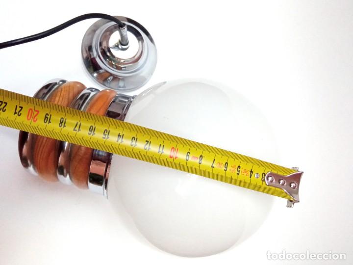 Vintage: lampara techo, metal cromado y madera con globo - Foto 1