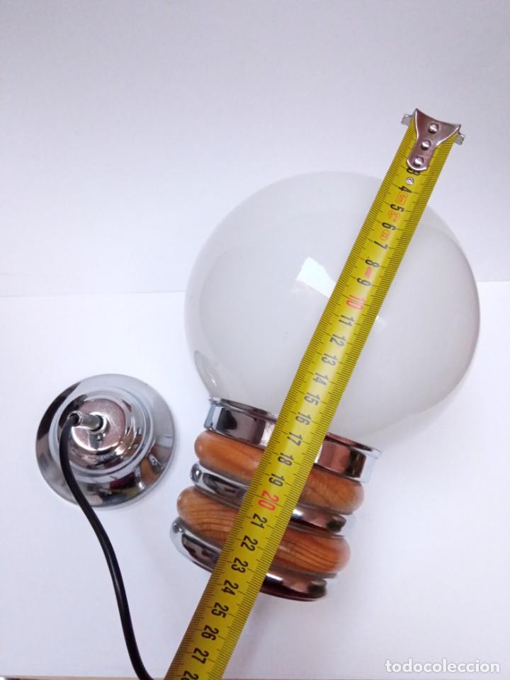 Vintage: lampara techo, metal cromado y madera con globo - Foto 2