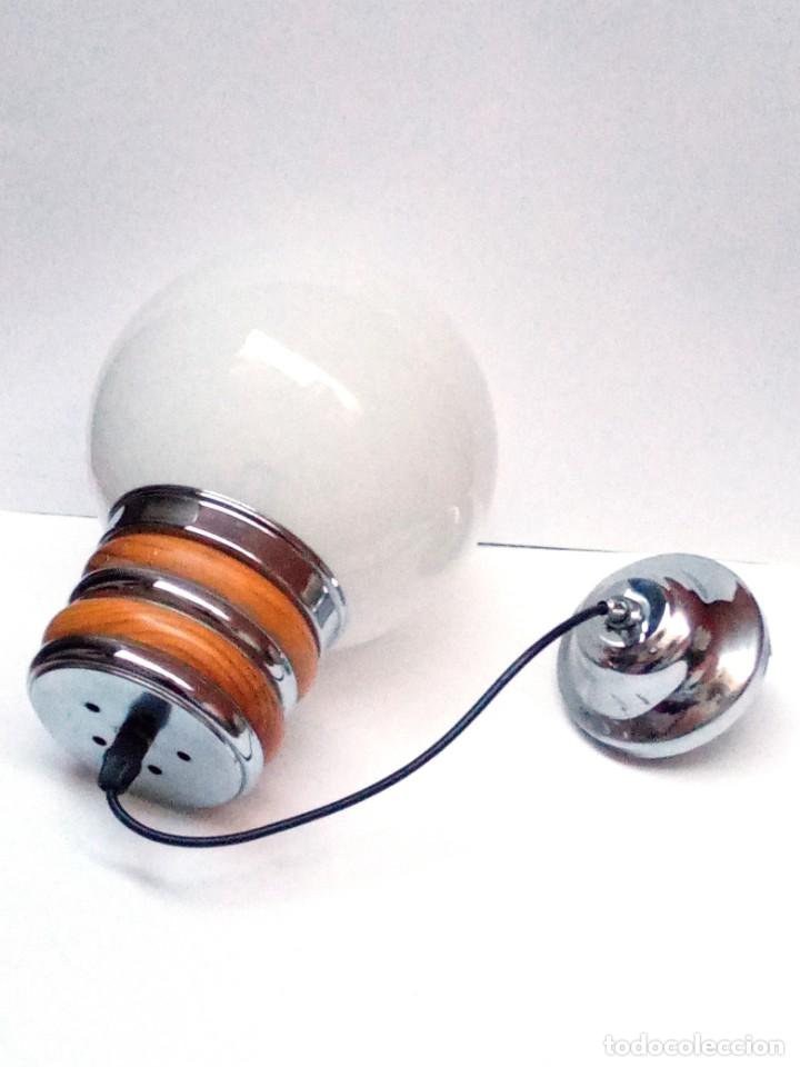 Vintage: lampara techo, metal cromado y madera con globo - Foto 4
