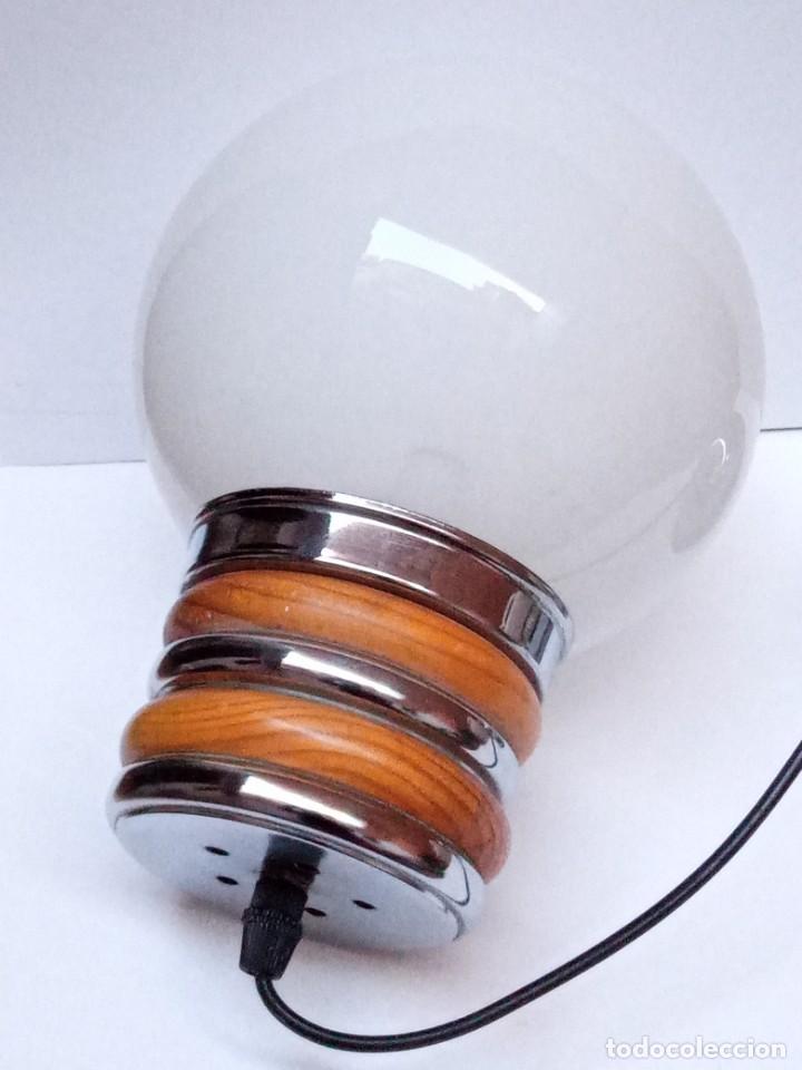 Vintage: lampara techo, metal cromado y madera con globo - Foto 5