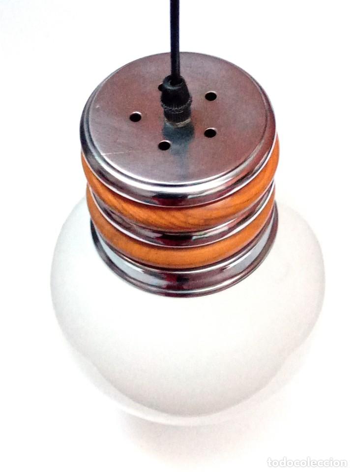 Vintage: lampara techo, metal cromado y madera con globo - Foto 6