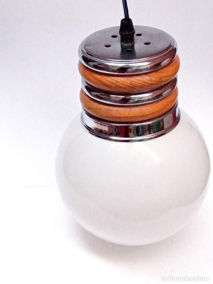 Vintage: lampara techo, metal cromado y madera con globo - Foto 7