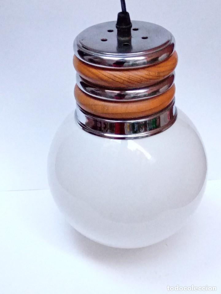 Vintage: lampara techo, metal cromado y madera con globo - Foto 8