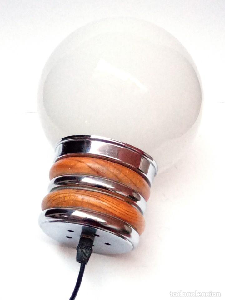Vintage: lampara techo, metal cromado y madera con globo - Foto 9
