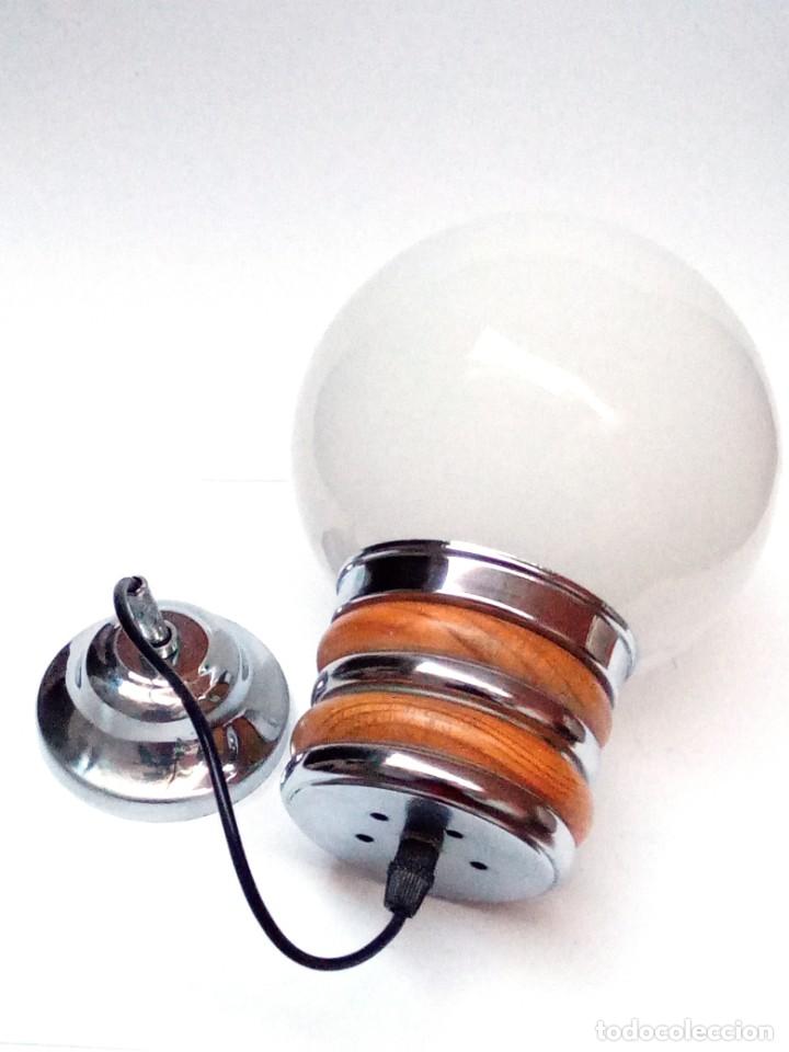 Vintage: lampara techo, metal cromado y madera con globo - Foto 10