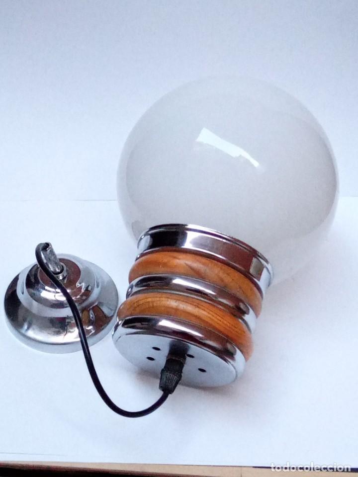 Vintage: lampara techo, metal cromado y madera con globo - Foto 11