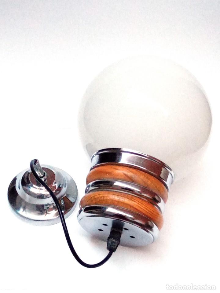 Vintage: lampara techo, metal cromado y madera con globo - Foto 12