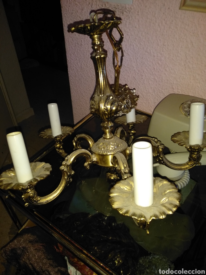 Vintage: LAMPARA 5 BRAZOS de BRONCE - Foto 4