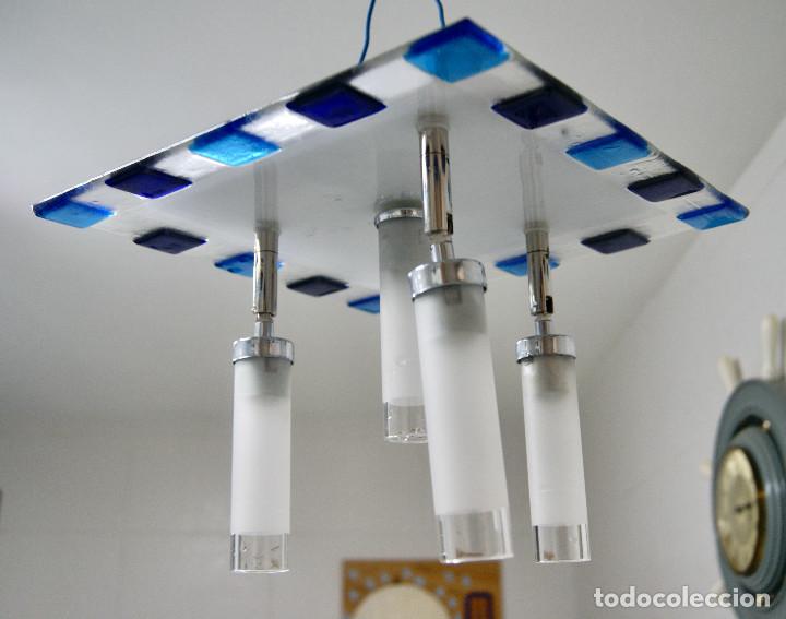 Vintage: lampara de techo cristal y cromo - Foto 1