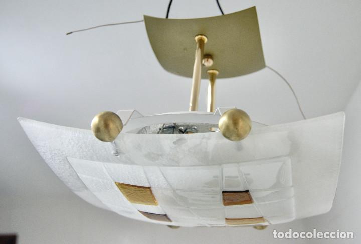 Vintage: lampara de techo oro mate, dorado y cristal - Foto 2