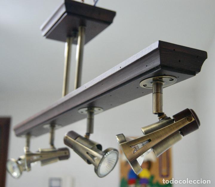 Vintage: lampara de techo madera y color bronce - Foto 3
