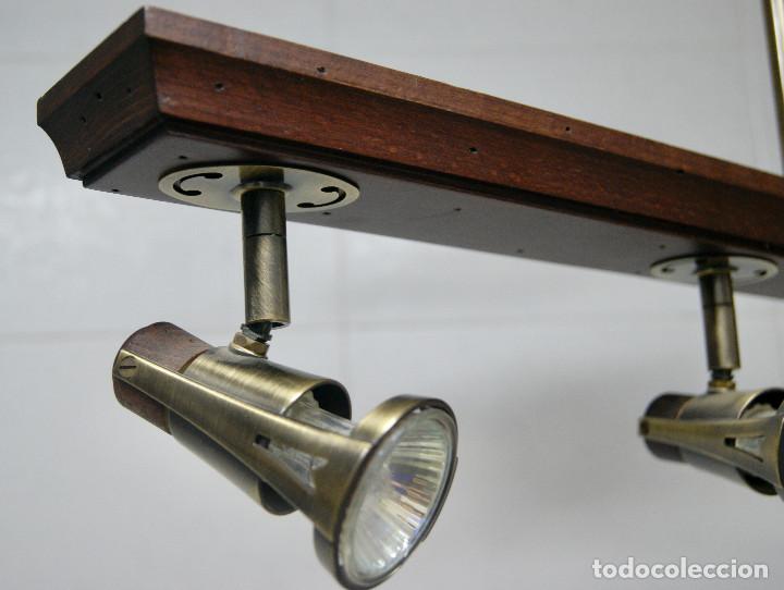 Vintage: lampara de techo madera y color bronce - Foto 4