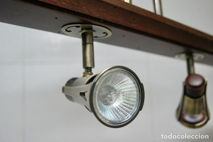 Vintage: lampara de techo madera y color bronce - Foto 5