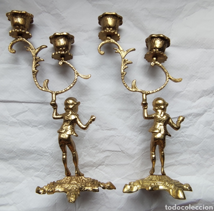 Vintage: 2 candelabros bronce - Foto 3