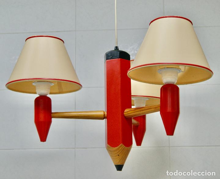 Vintage: lampara de techo rojo con forma de lapicero - Foto 1