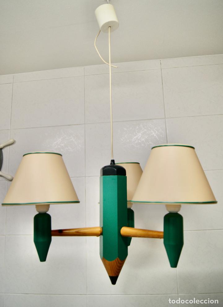 Vintage: lampara de techo lapicero verde - Foto 2