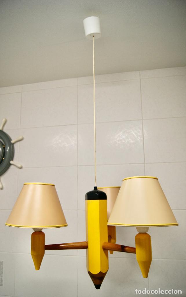 Vintage: lampara de techo lapicero amarillo - Foto 2