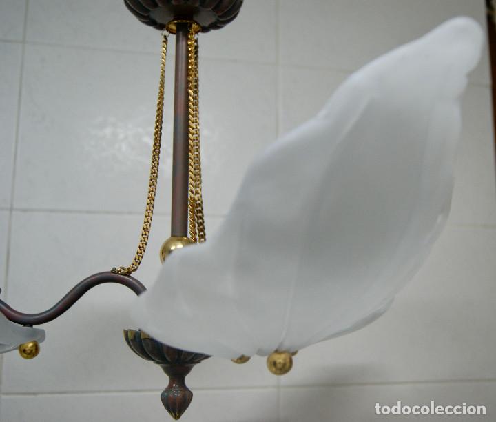 Vintage: lampara de techo marr&oacute;n, oro y cristal - Foto 4