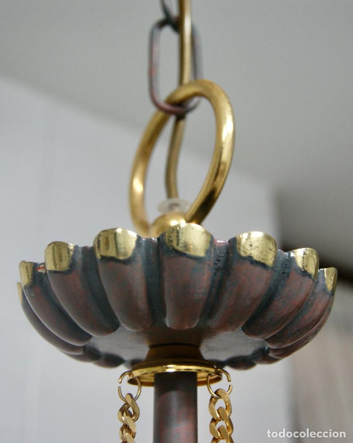 Vintage: lampara de techo marr&oacute;n, oro y cristal - Foto 13